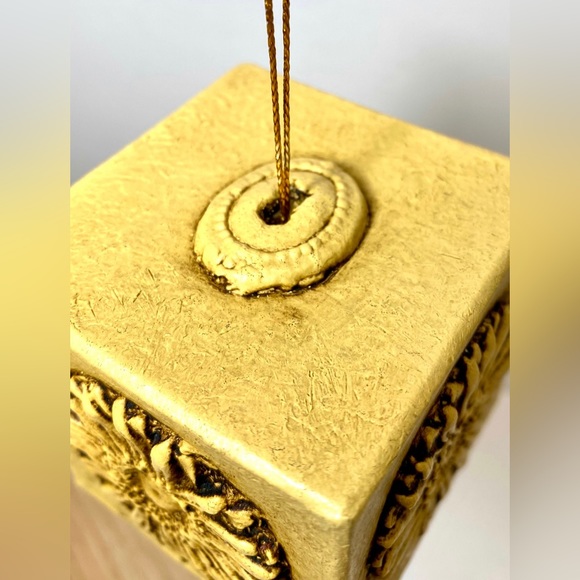 EMBELLISHED Hand Painted Floral Cube Paper Mache Ornament, Christmas Tree Decor - Picture 5 of 7